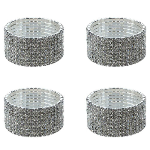 4 Pezzi 28mm Strass Lady Bracciale Argento