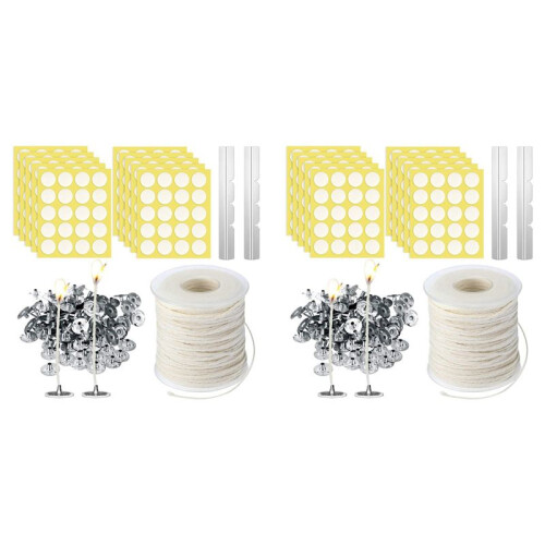 2X Candle Making Kit,Braided Wick,Wick Sustainer Tabs,Wick Stickers,Candle Wicks Holder