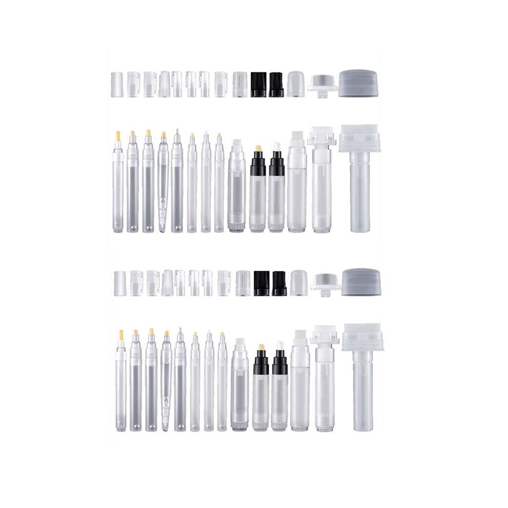 Set Of 28 Fillable Blank Paint Touch Pen Markers Refillable Paint Pen Clear Empty Markers Empty Paint Tube 4711769359761