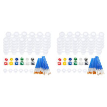 120 Empty Paint Can Strips 3Ml with 30 Paint Brushes Set, Clear Paint Cups with Lid Acrylic for Painting Art School