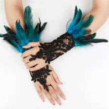 Lace Feather Gloves, Swan Wings Wrist Bands, Witch Angel Costume Accessories