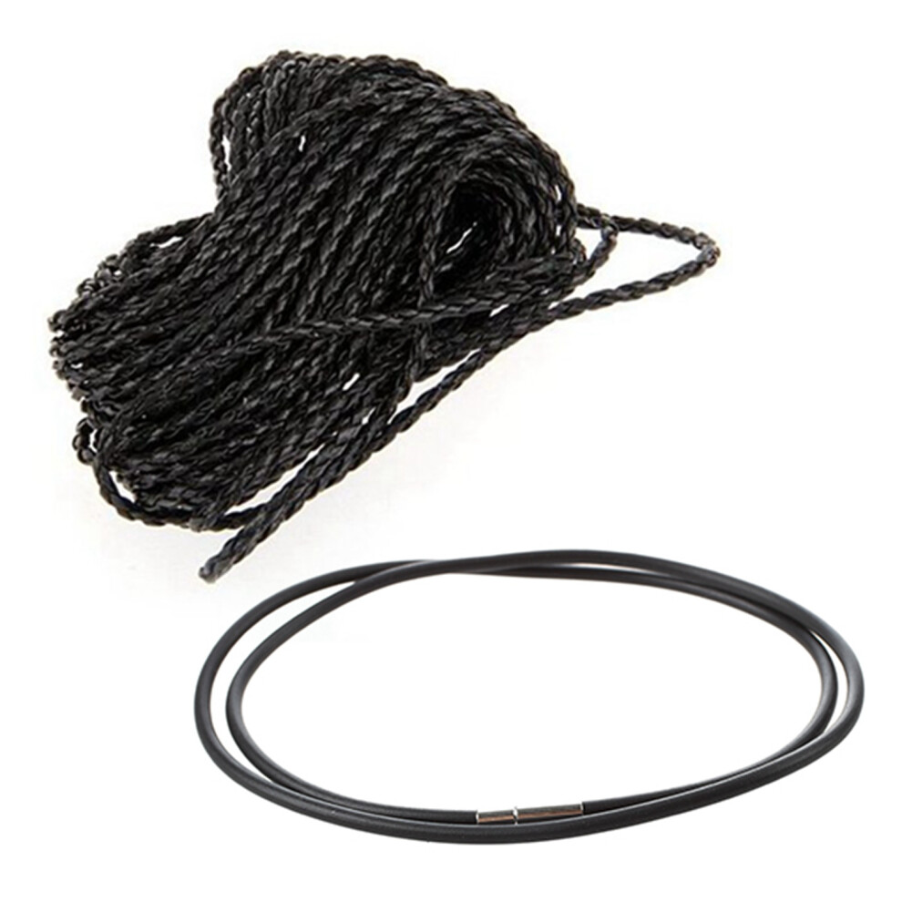 9M Braided Leather Necklace Cord String Diy 3Mm Hot With 3Mm Rubber Cord Necklace - 24 Inch Black 6033381186180