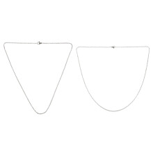 2 Pcs Jewelry Woman Chain, Stainless Steel "O" Necklace, Silver Color - 2 mm, Wide 50 cm Long & 65 cm Long
