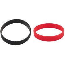 2 Pcs Fashion Silicone Rubber Elasticity Wristband Wrist Band Cuff Bracelet Bangle, Black & Red