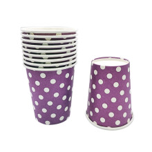 Opakowanie 10 Papierowych KubkóW 250 Ml - Polka Dot Design - Summer BBQ Party Jednorazowa Zastawa StołOwa - Kolor Fioletowy