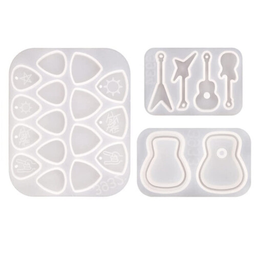 3St Gitarrplock Hartsformar Gitarr TrehöRniga Plectrum Silikonformar för Hartsgjutning Gitarrplockningsfodralform