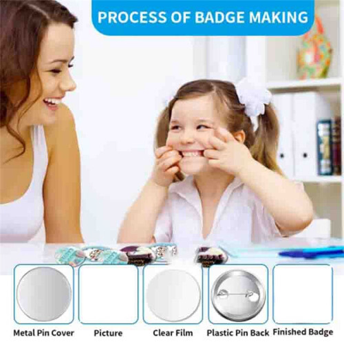 100 Sets Blank Button Making Supplies for Button Maker Machine Round Badge Pin Button Parts, 58mm/2.25 Inch 2