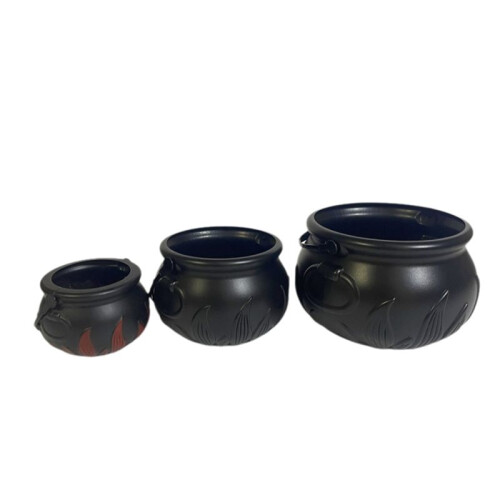 Flame Bucket Halloween Children'S Stage Performance Props Witch Game Black Jar