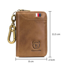 Bullcaptain Leather Men & Women Key Wallet Blocking Business Key Case Card Holder Coin Purse Key Case, Brown & Black