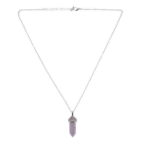 2X Crystal Hexagonal Healing Point Amethyst Pendant Pendentif Cut Collier 1