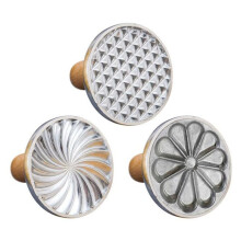 Molde para Fazer Biscoitos com Cabo de Madeira Molde para Fazer Biscoitos de Diamante Molde em Forma de Flor em Espiral