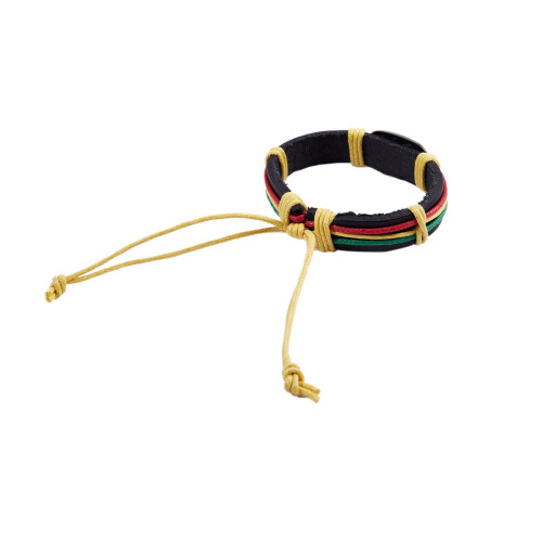 2X Rasta Jamaica Reggae Leather Bracelet 2