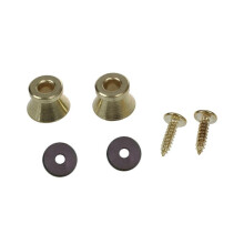 2 x Pulsante elettrica acustica Chitarra Basso Strap vite di bloccaggio Perni Pioli Pads - Oro