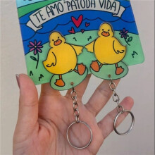 2X Duckling Nyckelring Nya Creatives Ornaments Nyckelring Söt PVC+Akryl Par Nyckelring Herr