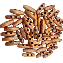 100 Pieces Olive Shape Wooden Toggles Buttons 2 Holes Sewing Buttons for Clothes Decor