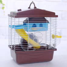 2Pcs Pet Cage Hamster Cottage with Transparent Skylight Double Layer House for Hamster - & Coffe