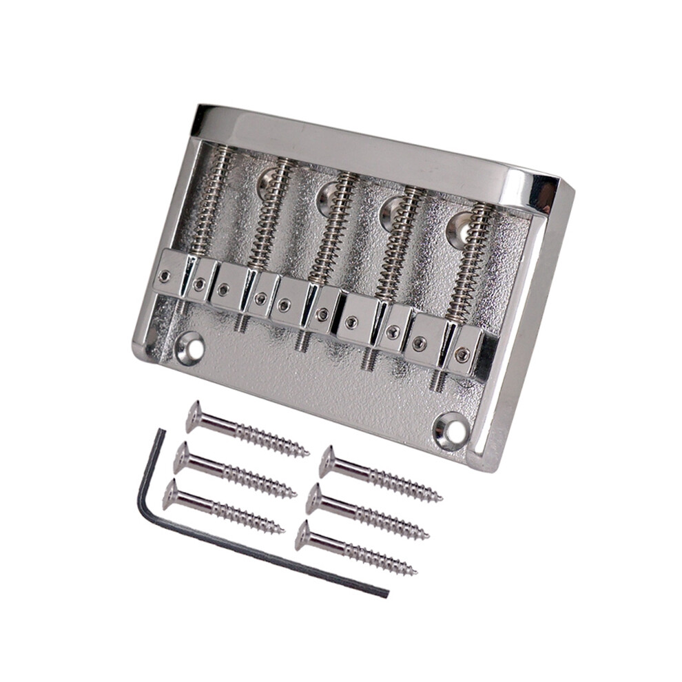A Set 5 Strings Bass Bridge For Bass Guitar Saddle Guitar Accessories Parts Musical Instrument Silver 4711580875754
