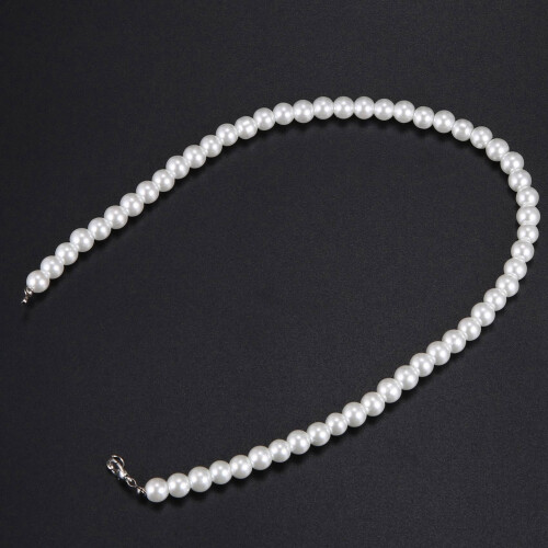 3X Collier de Perles D'Imitation Blanc, Perimetre de 43cm 2