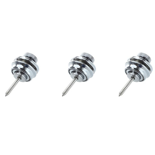 3X Flat  Chrome Strap Lock for Electric Guitar