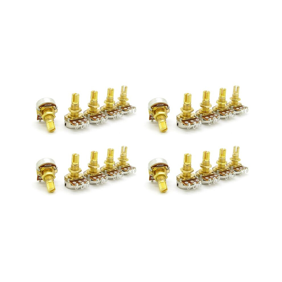 Guitar Potentiometer Audio Volume&Tone Pots Control A500k Split Shaft Taper Potentiometers Gold Pack Of 20 4711695889868