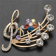 6X Nouvelle Arrivee Broche de Musique Style Elegant avec des Strass Broches de Cle de Triple pour Dames