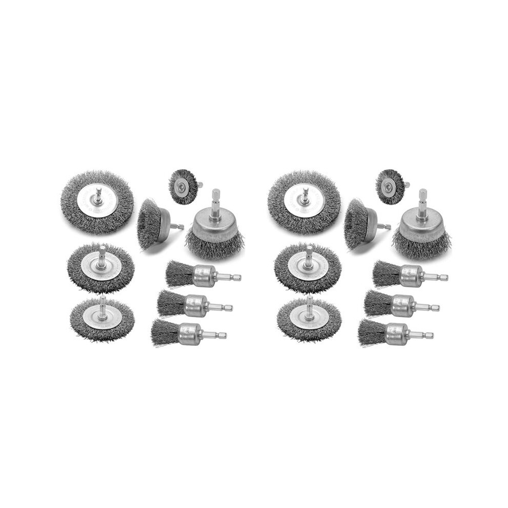 18Pc Coarse Crimped Wire Wheel Cup Pen Brush Set For Drill,Carbon Steel Wire Brush With Hex Shank For Removing Paint 6132050863992