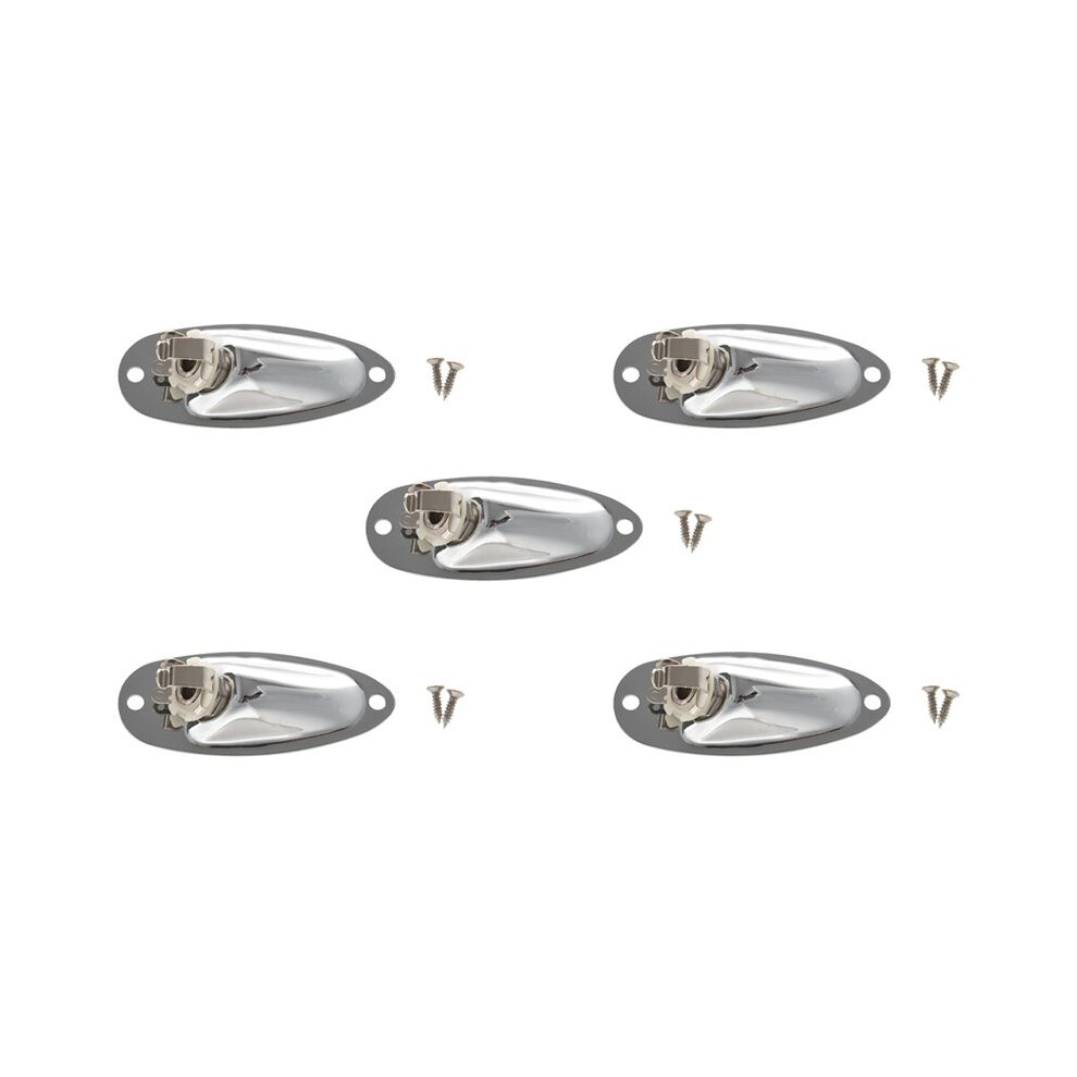 5Pcs Boat Guitar Jack 1/4 Inch Input Output Jack Plate Socket 6.35Mm Chrome Silver For Fd Strat Style Guitar Parts 6031363986339