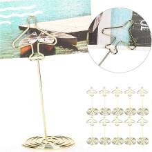 40 Stuks Memo Clip Houder, Tafel Nummer Naam Kaarthouder Desktop Metalen Visitekaartje Foto Gouden Vliegtuig Frame met Basis