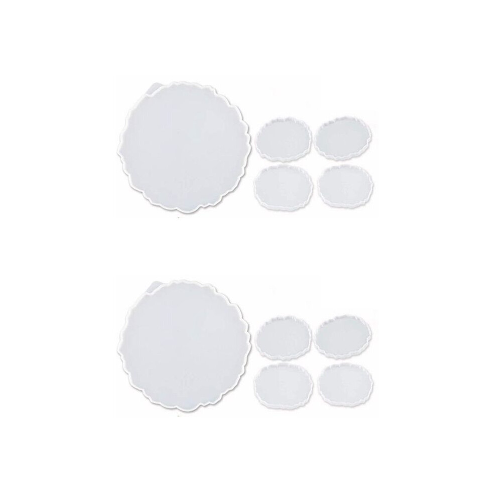 Silicone Resin Molds, 2 Pcs Large Resin Tray Mold + 8 Pcs Coaster Molds, Tray Molds, Tray And Coaster Epoxy Molds Set 4712516107383