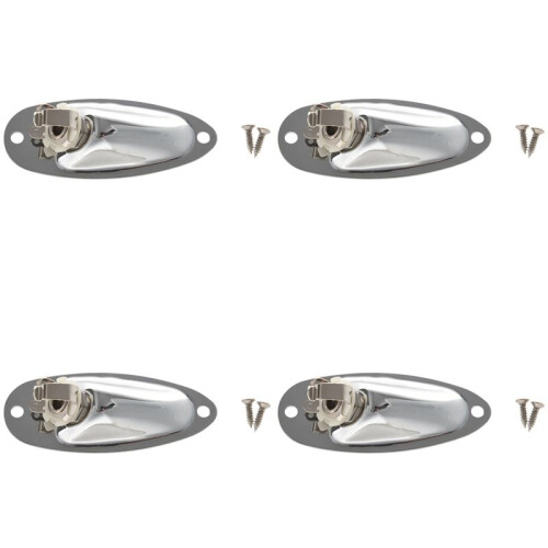 4 St Båtgitarrjack 1/4 Tums Ingångsutgång Jack Plate Sockel 6,35 mm Chrome Silver för FD Strat Style Gitarrdelar