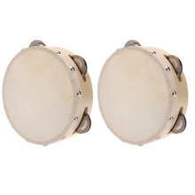 2pcs 6in Hand Held Tambourine Drum Bell Metal Jingles Percussion Musical Toy for KTV Party Kids Games