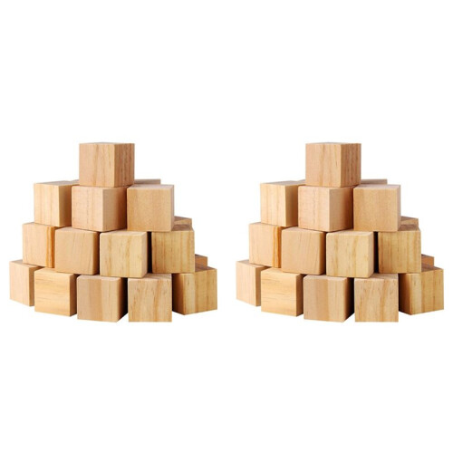 100Pcs Wood Square Square Blank Wood Blocks for Puzzle Making, Crafts, and DIY Projects