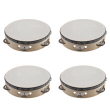 4X 7 Inch Musical Tambourine Tamborine Drum Round Percussion Gift for KTV Party