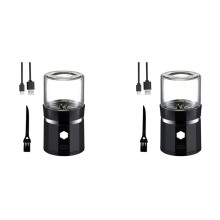 2X Electric Grinder Portable Vanilla Grinder USB Rechargeable Mill with A Cleaning Brush for Tea Rosemary