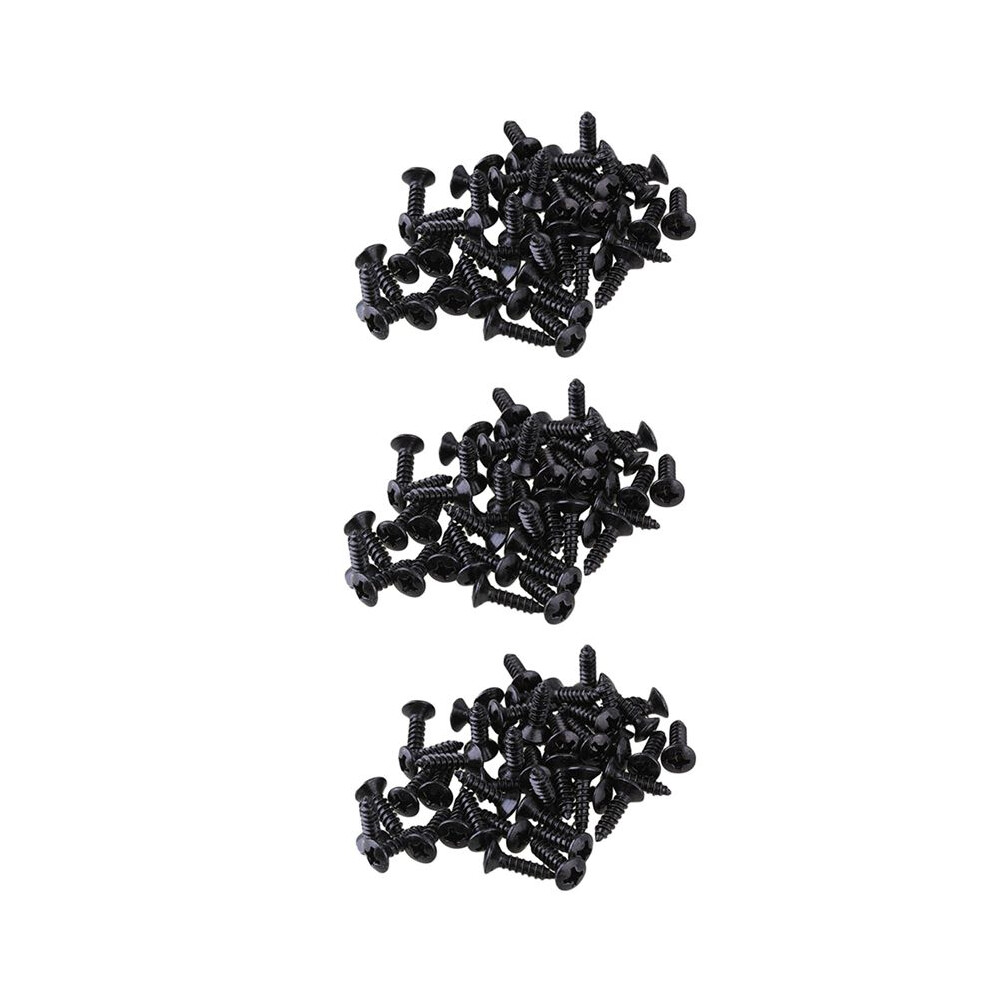 200X Guitar Bass Screws Parts For Scratchplates Pickguard, Black 6031070611548