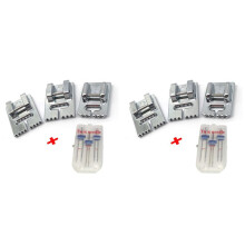6 Pcs Double Twin Needles Pins (3 Size Mixed 2.0/90 3.0/90 4.0/90) with 6Pcs Pintuck Presser Foot Sewing Machine