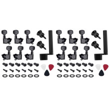 12 Pièces pour Cordes Guitare Piquets Touches 6 Gauches 6 Droites Peaux Guitare Boutons avec Serrures pour Boutons de Sangles Médiators et Enrouleur