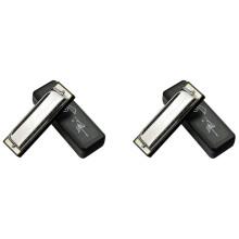 2X Swan Harmonica 10 Agujeros Llave de C PLATA con Caja Blues Arpa Acero Inoxidable NUEVO