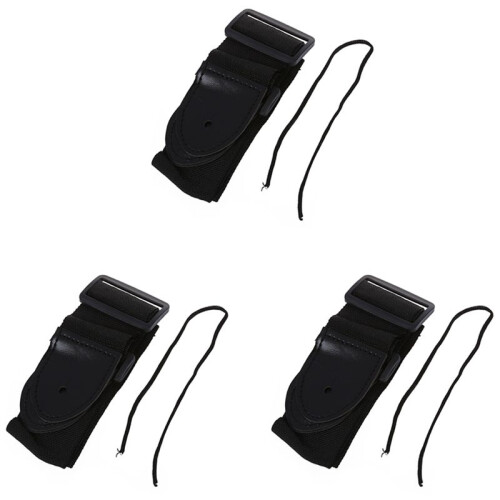 3X Adjustable Guitar Strap Band Acoustic Electric 132 x 6cm Black