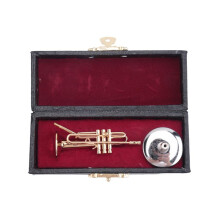 Miedziana Miniaturowa Trąbka Ze Stojakiem i Etui Instrument Muzyczny Miniaturowa Replika Modelu Trąbka Ozdoba Domu