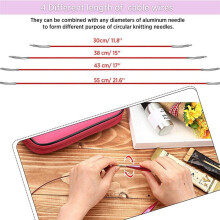 130 Pieces Aluminum Interchangeable Circular Knitting Needle Set,13 Size Interchangeable for Knitting