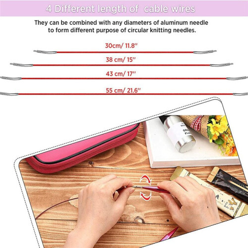 130 Pieces Aluminum Interchangeable Circular Knitting Needle Set,13 Size Interchangeable for Knitting