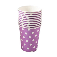 Pack of 10 250 Ml Paper Cups - Polka Dot Design - Summer BBQ Party Disposable Tableware - Colour