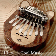 Hluru Black Walnut + Maple Thumb Finger Piano Musical Instrument 8 Keys Kalimba Musical Enjoyable Instrument,Round Ears