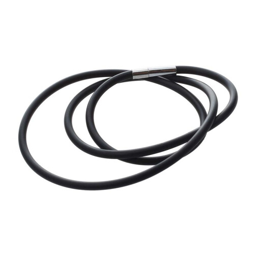 6X Colar de Cordão de Borracha Fashion de 19,75 Polegadas e 3 mm com Fecho de Aço Inoxidável - Preto 1