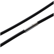 6X Collar de Cordon de Caucho de de 3mm19.75 Pulgadas con Cierre de Acero Inoxidable - Negro