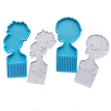 Moldes de Resina para Cabelo Afro Feminino Pente para CabeçA de Beleza Moldes de Silicone para Resina 2 PeçAs