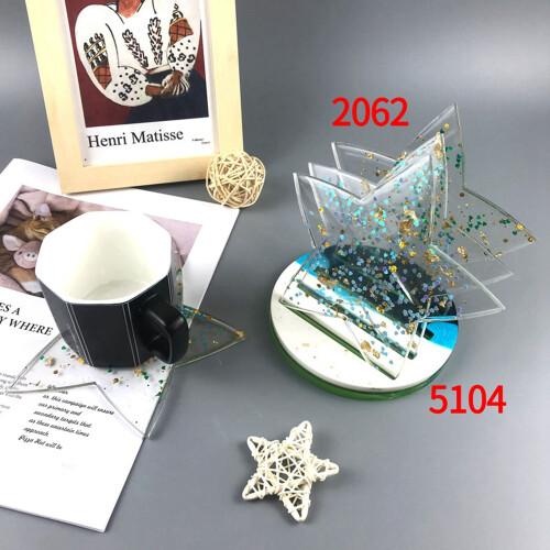 5Pcs Five-Pointed Star Coaster Bracket Silicone Mold DIY Coaster Storage Rack Crystal Epoxy Resin Mold 1