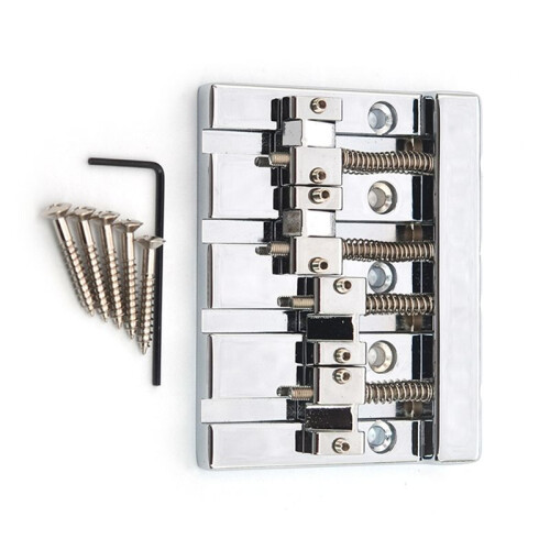 Vintage 4 String Bass Bridge 82.3x63.5MM String Bottom Through String Spacing 19MM Bass Fixed Bridge Silver 1