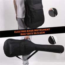Black Waterproof Double Straps Bass Backpack Gig Bag Case for Electric Bass Guitar 5mm Thickness Sponge Padded